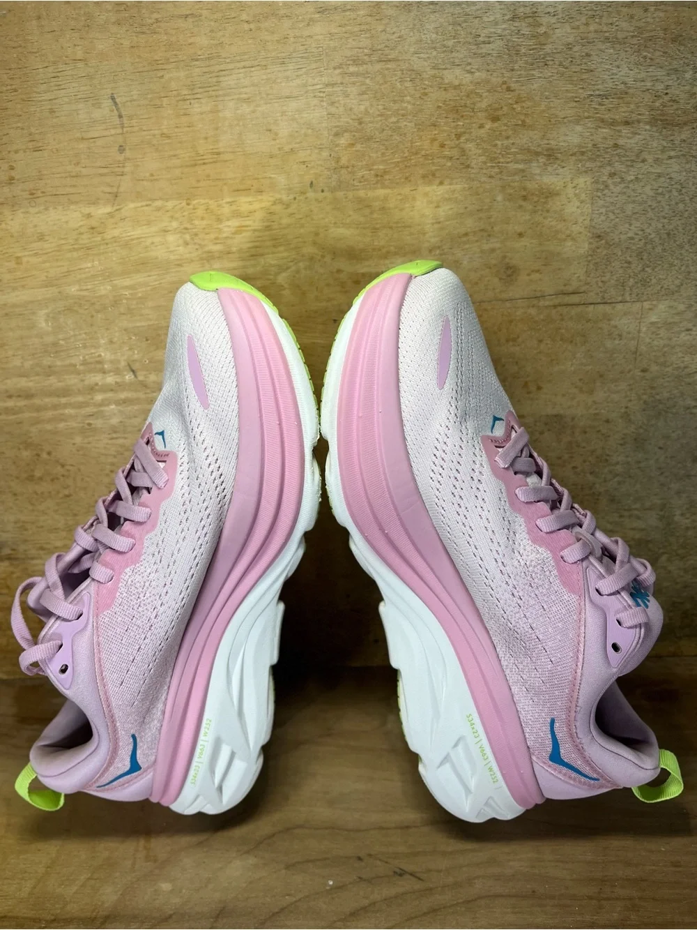 Hoka One One Bondi 8 REFLECTIVE Womens Size 8 Running Shoes Sneakers Pink Blue